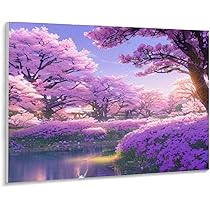 アクリル画 風景画 紫の木 Amazon | 夏の風景壁紙夕日桜の木 数字油絵 魅力的な風景